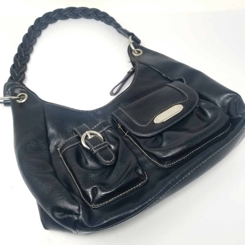 Rosetti Black Faux Leather Shoulder Bag